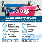 AERO W Racks Stainless Steel Wall Mounted Collapsible Laundry Clothes Drying Rack 45 Pound Capacity 11 Linear Ft