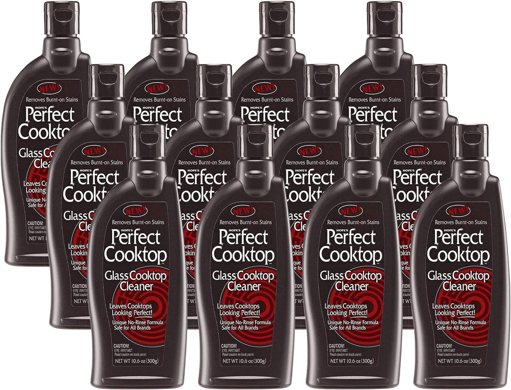 HOPE'S Perfect Cooktop Glass and Ceramic Cooktop and Stove Top Cleaner, Fast Acting and Removes Burnt on Stains from Glass Ceramic Smooth Top Ranges with its No Rinse Formula, 10.6 Oz, Pack of 12