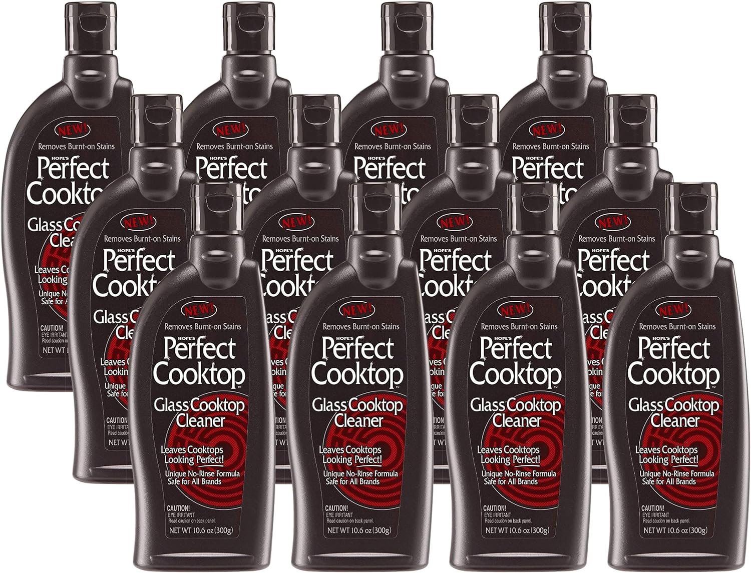 HOPE'S Perfect Cooktop Glass and Ceramic Cooktop and Stove Top Cleaner, Fast Acting and Removes Burnt on Stains from Glass Ceramic Smooth Top Ranges with its No Rinse Formula, 10.6 Oz, Pack of 12
