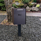 Post Mount Locking Mailbox with Code Lock - Large Capacity Security Password Metal Lock Mailbox - Waterproof Vertical Drop Mail Box Outdoor