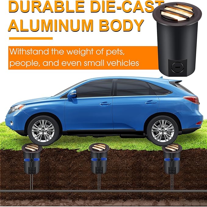 [6 Pack]CLOUDY BAY 9W Low Voltage Landscape Lights,LED Well Lights,Grated Top,12V-24V Waterproof Outdoor,2700K/3000K/3500K/4000K/5000K In Ground Lights for Fence Pathway Deck,Transformer Excluded