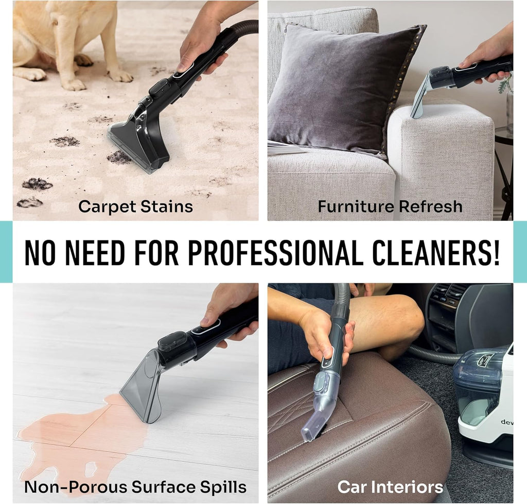 DeWitt Spot Genie Pro Portable Carpet Cleaner Machine, Upholstery Cleaner – Lightweight 7.7lb Pet Stain & Odor Remover with 4 Cleaning Tools, Compact Design for Home, Car, and Furniture