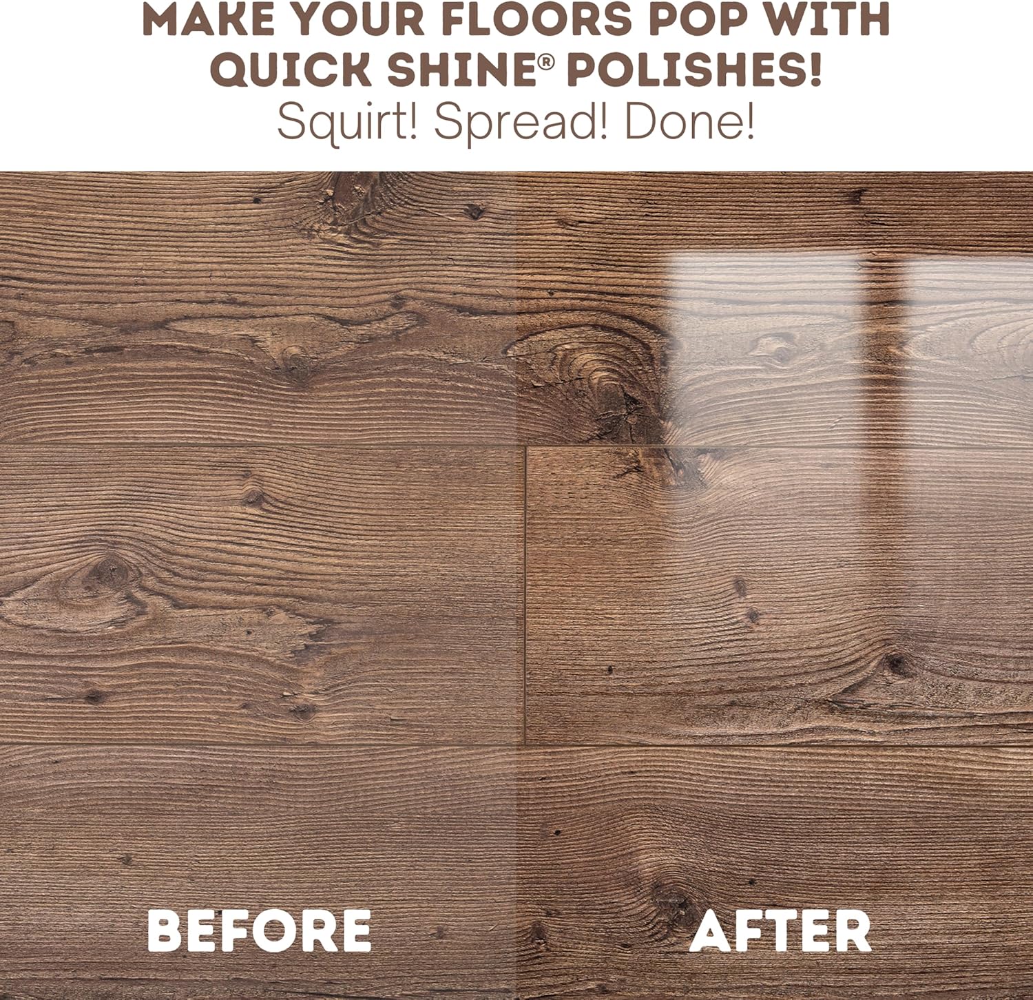 Quick Shine Hardwood Floor Luster-Polish 64oz | Plant-Derived w/Carnauba | Safer Choice, No PFAS, pH Neutral | Ready to Use Formula w/Anti-Slip Technology | Simply Squirt & Spread | Made in USA