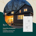 TOPGREENER Kalide Dual Load Dimmer Light Switch, Double LED Dimmer Switch, Full Range Dimming, Single Pole, Wall Plate Included, 120VAC,200W LED/CFL, Neutral Wire Not Required, TGDDS-W-2PCS, White