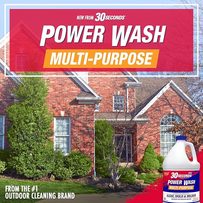 30 SECONDS Pressure Washer Concentrated Cleaner – Power Cleans Stains from Algae, Mold & Mildew, Dirt, Grime – Makes up to 20 Gallons