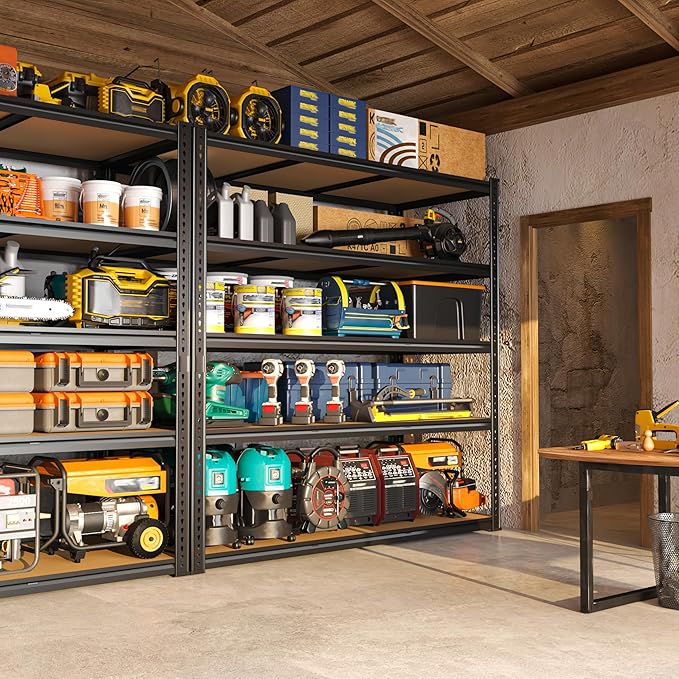 2800LBS Garage Shelving Heavy Duty 5 Tier Garage Storage Shelves, Adjustable Metal Shelving Unit Utility Rack Shelf for Warehouse, Pantry, Closet, Kitchen 72" H x 48" W x 18" D, Black