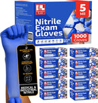 Cobalt Blue 5 Mil Nitrile Exam Gloves Disposable Latex Free | Medical Rubber Gloves for Doctors, EMT, First Aid Kit, Food Service & Cleaning | Bulk Case of (1000 CT)