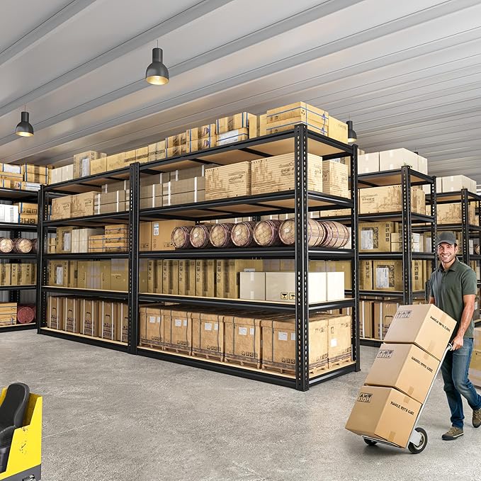 3200LBS Garage Shelving Heavy Duty 5 Tier Garage Storage Shelving, Adjustable Metal Shelving Unit Utility Rack Shelf for Warehouse, Pantry, Closet, Kitchen 72" H x 48" W x 24" D, Black,2PCS