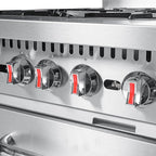 KoolMore KM-CR36-NG 36 in. 6 Burner Commercial Natural Gas Range with Oven, Solid Black