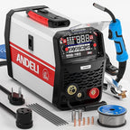 ANDELI MIG Welder, 160Apm 110V/220V Dual Voltage GAS MIG/FLUX MIG/LIFT TIG/STICK 4-In-1 Multiprocess MIG Welder, LED Digital Display Synergic Control,Gas Gasless MIG Welding Machine MIG-160 AIR