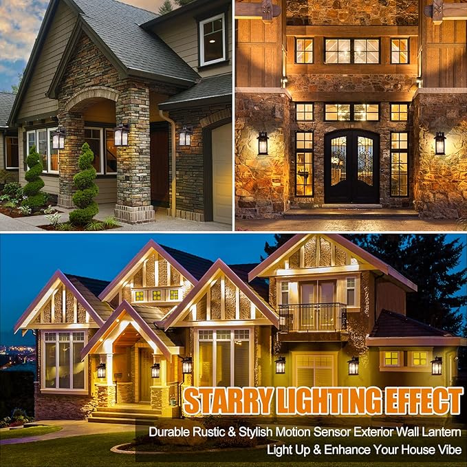 2 Packs Motion Sensor Outdoor Lights - Brown Dusk to Dawn Outdoor Lighting, Oil Rubbed Bronze Exterior Light Fixtures, Waterproof Porch Lights Wall Sconce for House, Garage, Entryway Anti-Rust