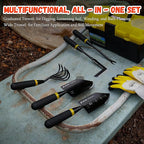 6-Piece Garden Tool Set with Storage Box, Heavy Duty Stainless Steel Gardening Hand Tools for Planting Weeding Digging, Includes Trowel, Shovel, Cultivator, Weeder, Pruner and More