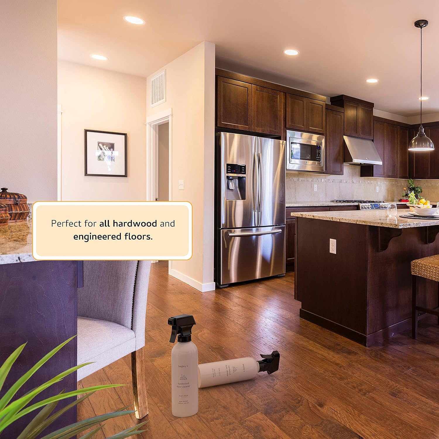 Begley's Hardwood Floor Cleaner Spray - Hard Wood Floor Cleaner for Mopping - Citrus Scent Hardwood Cleaner - 64 oz