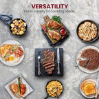 Elite Gourmet EG6203 Extra Deep 16"x13"x3.2" (10.5Qt.) Scratch Resistant, Easy Pour Spout, Dishwasher Safe, Non-stick Electric Skillet with Vented Glass Lid, Adjustable Temperature, Black