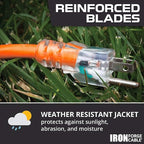 IRON FORGE CABLE 12 Gauge Extension Cord 25 Ft Lighted End - 12 AWG Heavy Duty Cord with 3 Prong, Industrial Grade Orange Outdoor Cable 12/3 SJTW for Major Appliances & HVAC, US Veteran Owned