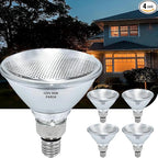 PAR38 Halogen Flood Light Bulbs 4 Pcs, 90W Equivalent, 120V, E26 Base, 2700K Warm White Light for Indoor and Outdoor