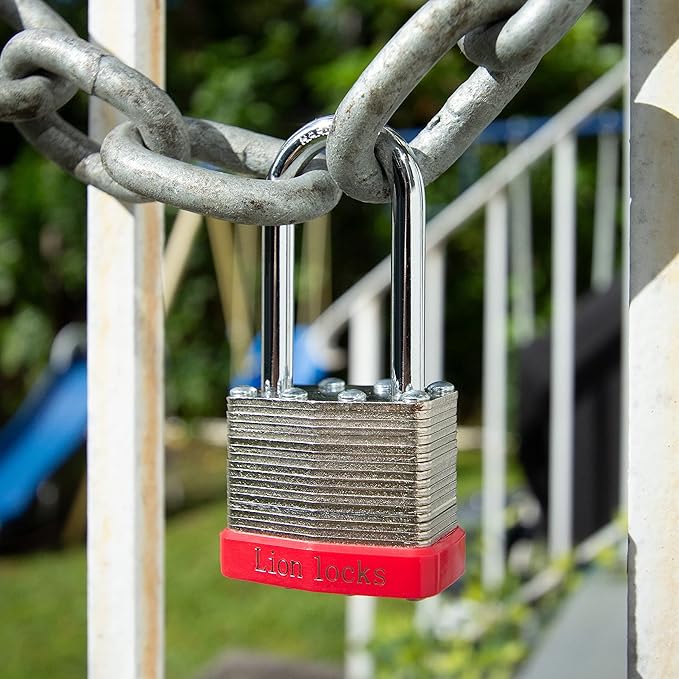 Lion Locks 6 Keyed Alike Padlocks with 2" Long Shackle, 12 Keys - Padlocks for Outdoor Use, Locks with Keys, Hardened Steel Case, Pick Resistant Brass Pin Cylinder for Hasp Latch, Locker, Gate
