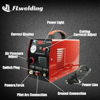 FLwelding Plasma Cutterith with 110/220V Dual Voltage DC Inverter, 5/8" 16mm Clean Cut 3/4" 20mm Severance Cut 50A Non-Touch Pilot Arc Plasma Metal Cutter Machine, Dual Voltage 35A/120V or 28A/240V.