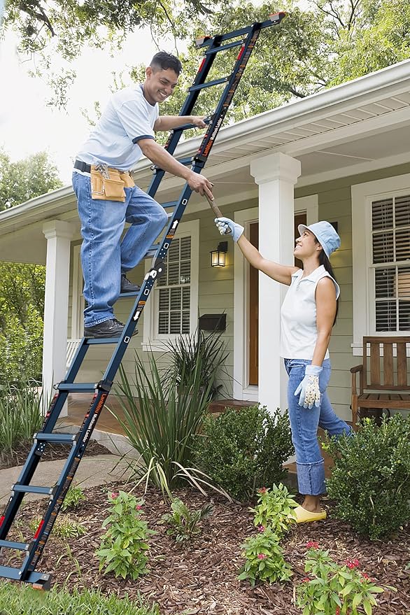 Ladder, A Frame 4 Step Ladder Extension, 14 FT Anti-Slip Multi Position Ladder, Storage Folding Ladder, 300 lbs Security Load Telescoping Aluminum Ladders for Stairs Home Indoor Outdoor Roof