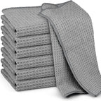 Microfiber Cleaning Cloth Waffle Weave for Dusting Absorbent Towel Quick Drying Dust Rags Household Kitchen, Lint Free Streak Free, 6 Pack,12 x 12 Inches, Grey
