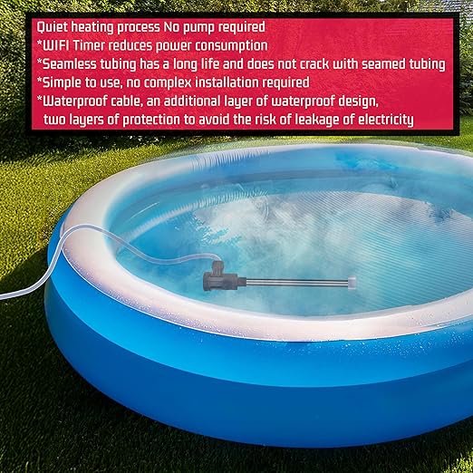 1800W Immersion Water Heater for Pool & Hot Tub – Portable Electric Submersible Heater with Auto Shut-Off, and WiFi Timer for Bathtub, Swimming Pool, Above Ground Pool, Baptistry, and Spa