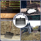 Lasnten Manure Fork Replacement Head, 18 Tines Pitchfork Head with Screws and Nuts, Horse Manure Rake for Picking up Grass and Hay(Black,2 Pcs)