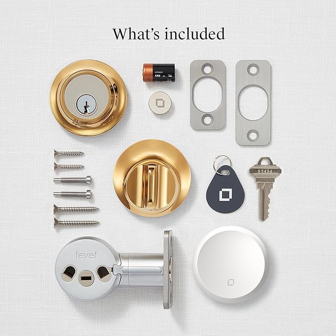 Level Lock+ WiFi Deadbolt Smart Lock - World's Smallest Smart Lock Plus Apple Home Key - Lock/Unlock Anywhere - Level App for iOS & Android - Works with Alexa, Apple & Google Home (Polished Brass)