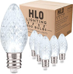 Holiday Lighting Outlet Faceted C7 Christmas Lights | Cool White LED Light Bulbs Holiday Decoration | Warm Christmas Decor for Indoor & Outdoor Use | 2 SMD LEDs in Each Light Bulb | Set of 500