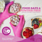 4 Mil – Fuchsia Pink Nitrile Gloves – Disposable Latex Free & Powder Free– Chemical Resistant, Pink Rubber Gloves