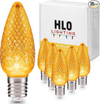 HLO Lighting Set of 25 Yellow C9 Faceted LED Christmas Light Bulbs for Indoor & Outdoor Use | Durable Replacement Bulbs