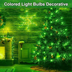 4 Pack 3.2 Inch T10 Green Light Bulb, E26 Base Edison Bulbs Dimmable, AC 120V 60 Watt Equivalent Clear Glass Filament Bulb, Halloween Christmas Party Bar Colored Light Bulbs, UL Listed