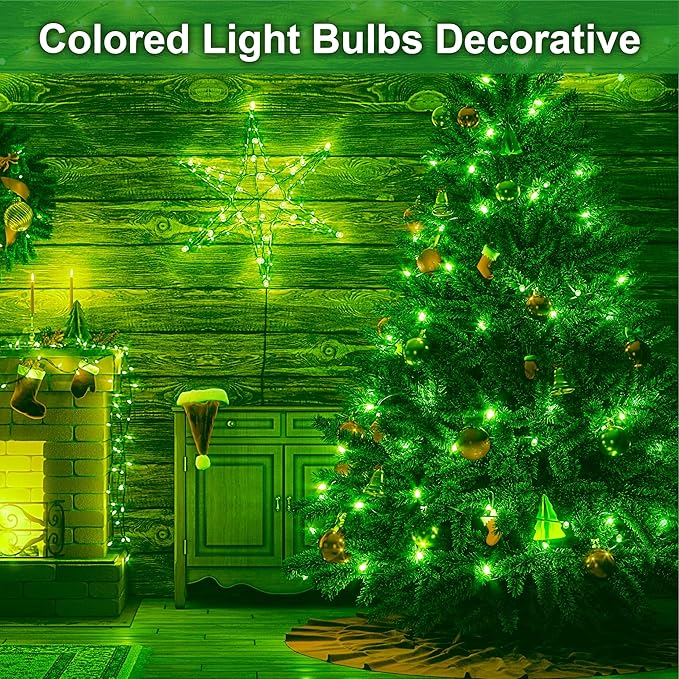 4 Pack 3.2 Inch T10 Green Light Bulb, E26 Base Edison Bulbs Dimmable, AC 120V 60 Watt Equivalent Clear Glass Filament Bulb, Halloween Christmas Party Bar Colored Light Bulbs, UL Listed