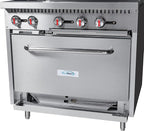 KoolMore KM-CRG36-NG 36 in. 2 Burner Commercial Natural Gas Range with 24 in. Griddle, Solid Black
