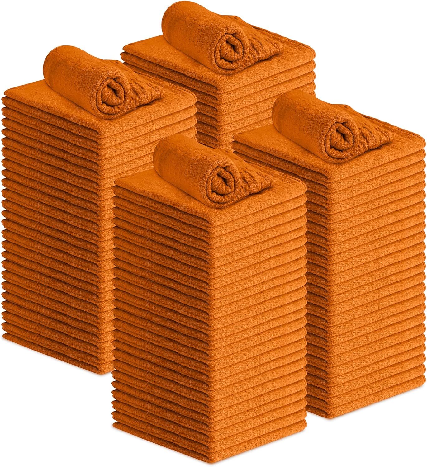 Avalon Towels Cotton Shop Rags – (Pack of 100) Size 12x14 Inches Cleaning Rags – Absorbent Shop Towels and Multipurpose Cleaning Towels for Automobiles, Industries, Garage and Homes (Orange)