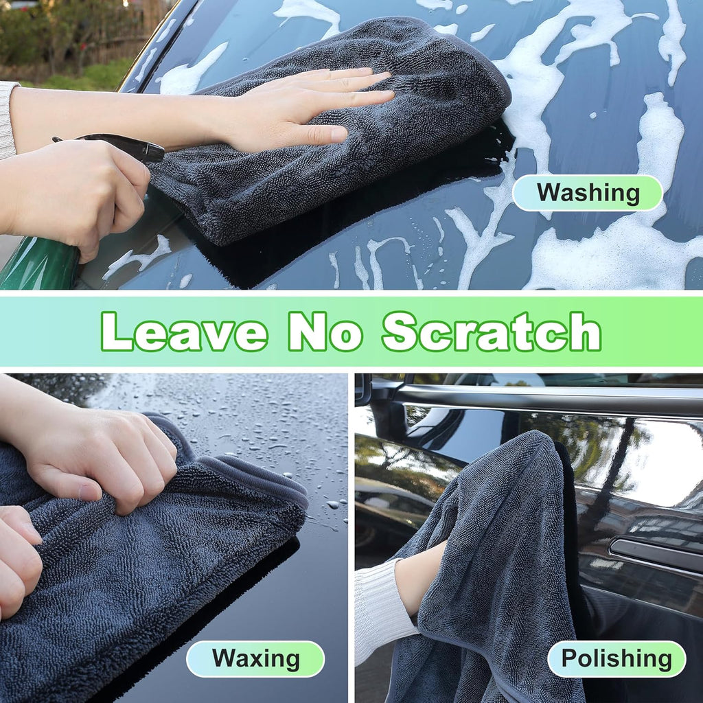 JOYMOOP Microfiber Towels for Cars, 35.4" x 23.6" Car Drying Towel, Dark Gray Reusable Car Towel, Quick Drying Car Microfiber Cleaning Cloth for RVs, SUVs, Trucks