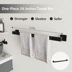 6-Piece Matte Black Bathroom Hardware Accessories Set - 24 Inch Towel Bar Set, SUS304 Stainless Steel Towel Holder Set, Hand Towel Holder, Heavy Duty Wall Mounted Modern Hand Towel Bar for Bathroom