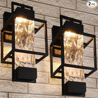 PARTPHONER Modern Outdoor Light Fixtures Dusk to Dawn Outdoor Lighting 2 Pack, 15" Exterior Wall Sconce Waterproof Porch Light, Outside Lamp for House with Water Glass for Garage Doorway
