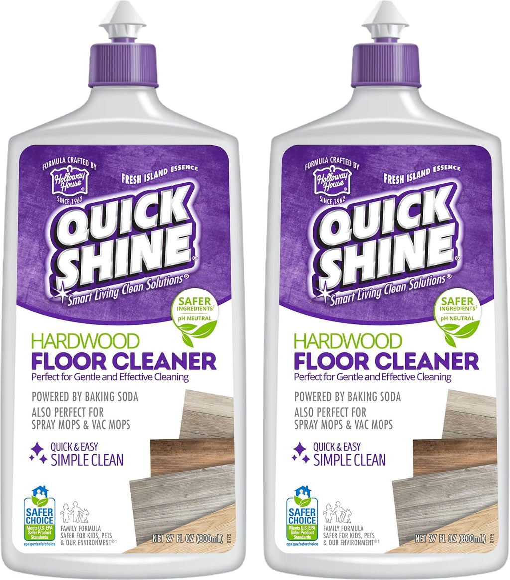 Quick Shine Hardwood Floor Cleaner 27oz, 2Pk| Use in Spray & Vac Mops| Removes Dirt & Scuff Marks| Ready-to-Use, Streak Free, No Rinse| Safer Choice Cleaner| Perfect for Gentle and Effective Cleaning