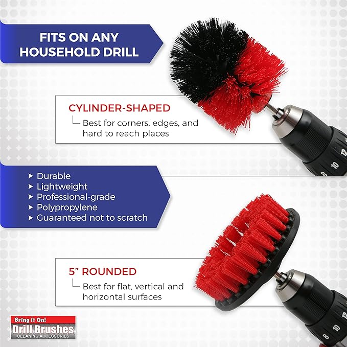 BRING IT ON! CLEANER Hard Water Spot Remover Plus 2 Drill Brush Attachments | Clean Tile and Grout | Shower Doors Cleaner | Scrub Off Mold and Mildew With Ease