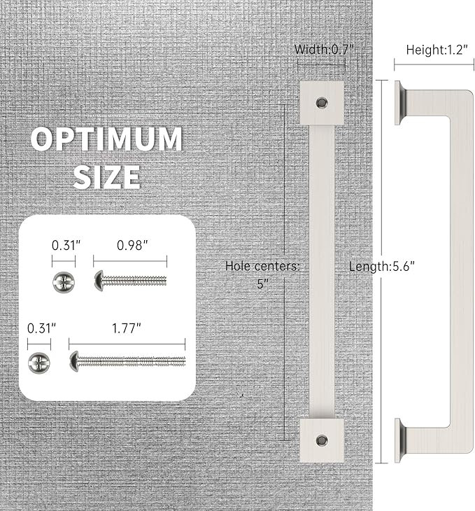 FILTA 5 Inch(128mm) Hole Centers Brushed Nickel Cabinet Pulls(Set of 10),Silver Cabinet Pulls Zinc Alloy Kitchen Cabinet Handles Cabinet Hardware for Cabinets Cupboard Drawer