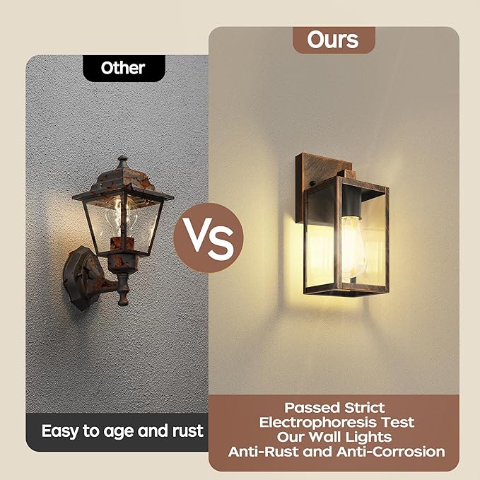 WIHTU Outdoor Lights for House, LED Exterior Front Porch Light Fixtures for Outside, Waterproof Wall Light Outdoor, Sconce Lights for Patio, Garage, Doorway, Entryway (Black Brush Gold)