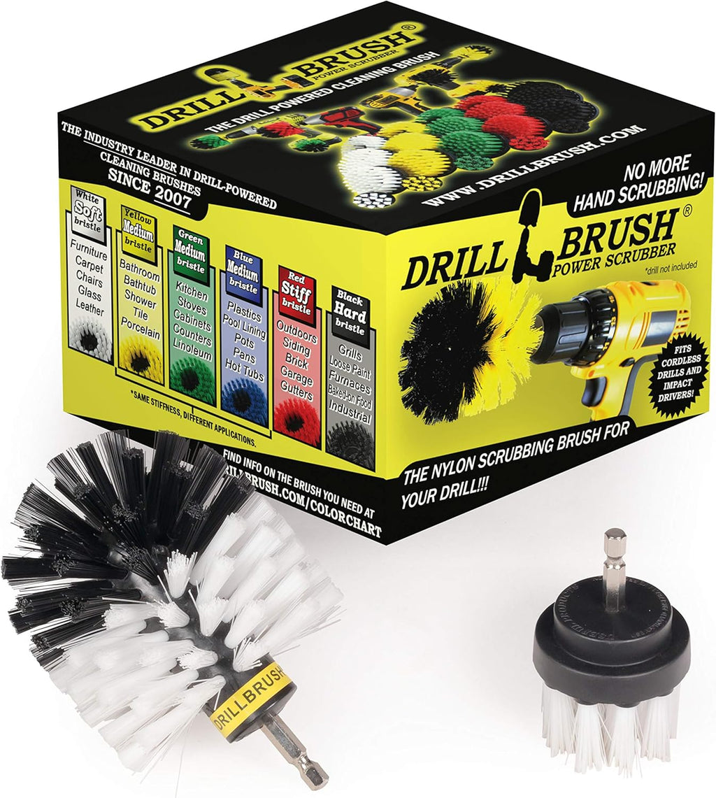 Car, Motorcycle, Truck, Boat - Cleaning Supplies – Drill Brush – Soft White Detailing Brush Kit - Car Wash - Spin Brush - Wheel Cleaner - Interior, Vinyl, Upholstery, Fabric, Leather Seat Cleaner