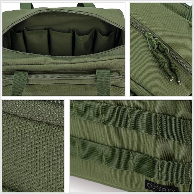 Coreflex 12-Inch Heavy Duty Tool Bag - Tactical, Gear, Range, EDC, Multi-Purpose Work Bag for Mechanics, Electricians, Carpenters, Builders, Plumbers (Olive Green)