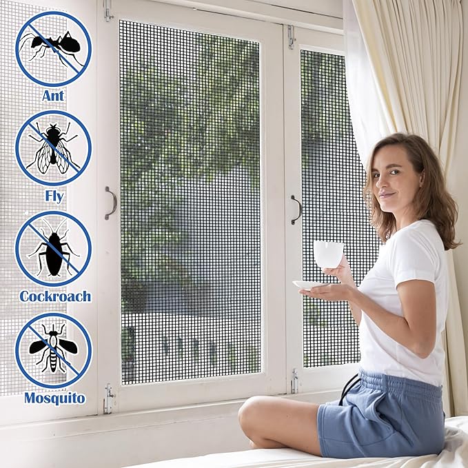 Fiberglass Window Screen Roll 45 in x 98 ft DIY Custom Pet Proof Screen Porch Screen for Outdoor Kitchens Pool Houses