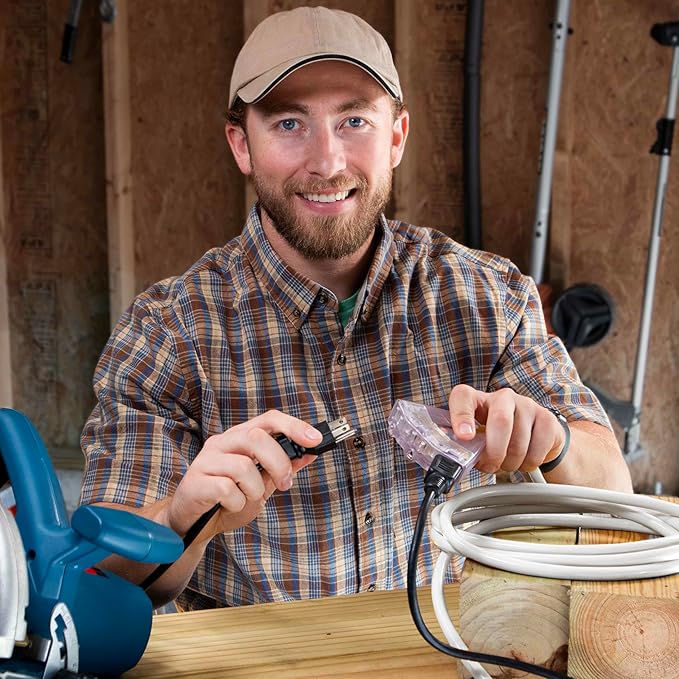 25 ft - 12 Gauge Heavy Duty Extension Cord - 3 Outlet Lighted SJTW - Indoor/Outdoor Extension_Cord by Watt's Wire - 25' 12-Gauge Grounded 15 Amp ExtensionCord