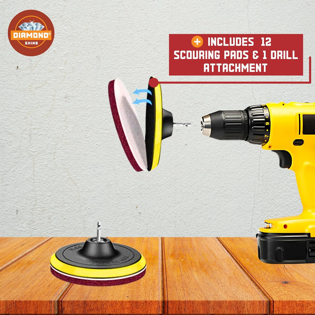 Hard Water Stain & Spot Remover -14 Piece Ultimate Value Pack Drill Brush Cleaning/Scouring Kit - Shower Doors. Glass, Porcelain, Stainless Steel, Chrome, Multi-Surface