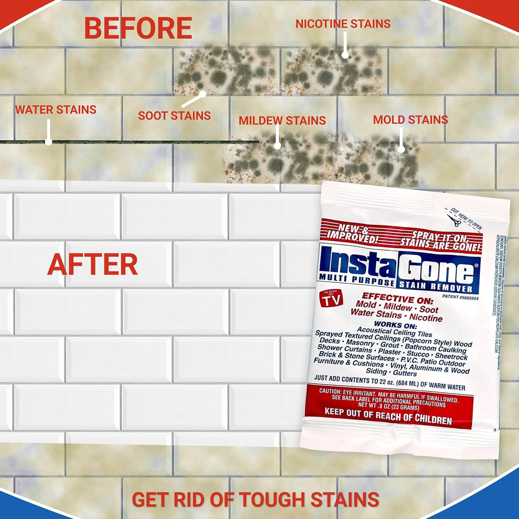 Stain Remover - 20 Pack REFILL for Larger Areas - Indoor/Outdoor Ceiling, Wall, Bathroom, Roof, PVC Fence, Patio Furniture, Vinyl, Concrete & More