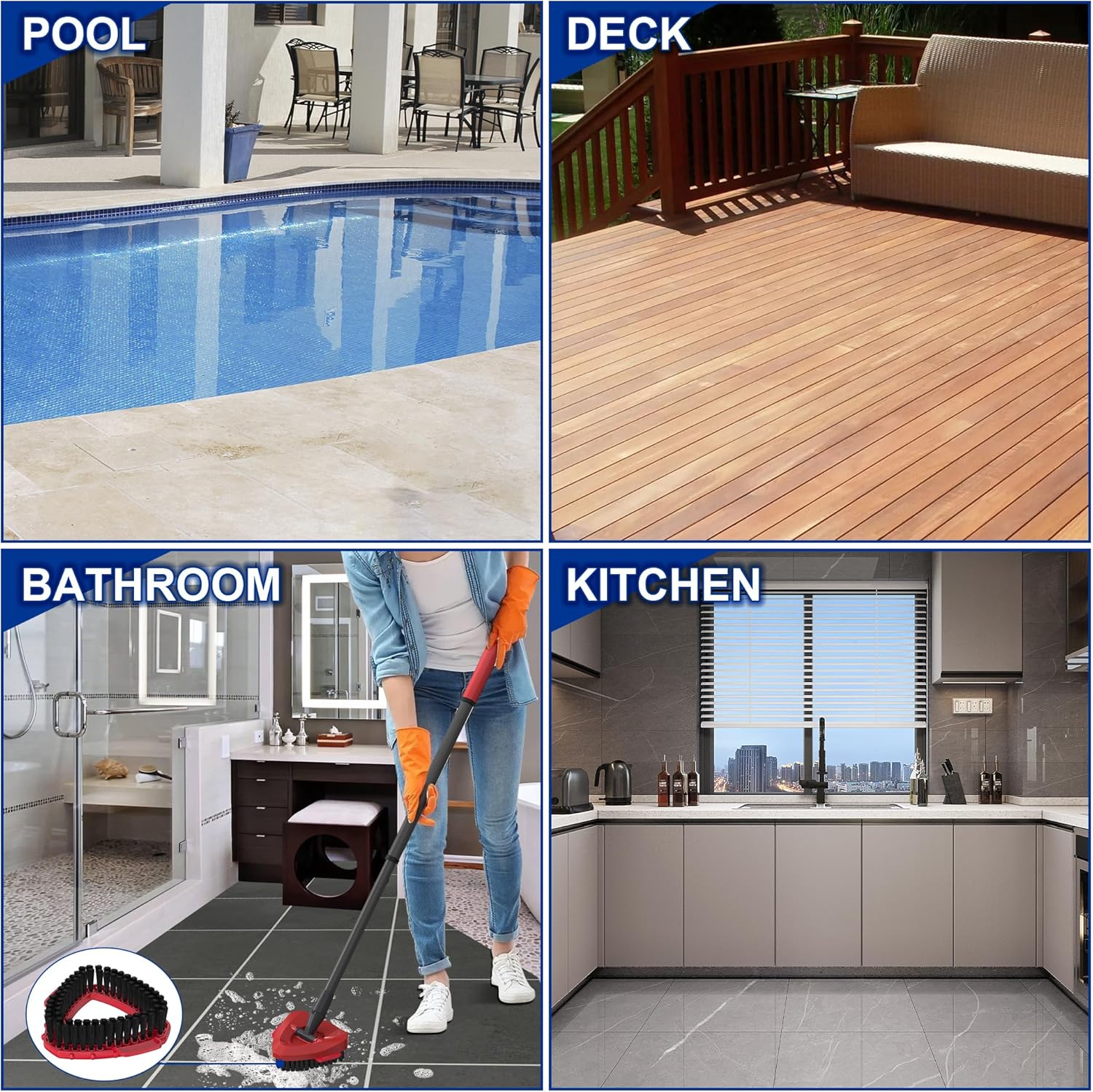 Triangle Scrub Brush Head — Aftermarket Replacement for 2‑Tank Snap‑On Spin Mop Systems, Outward‑Angled Bristles for Corners & Edges — Deep‑Clean Floor Brush, 1‑Pack