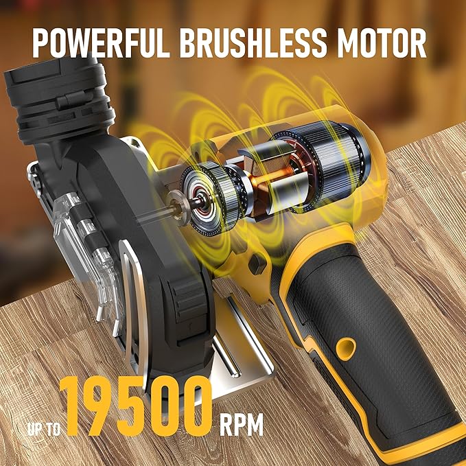 3" Cordless Cut Off Tool Compatible With DeWalt 20V MAX Battery(NO Battery) Mini Circular Saw Brushless Compact with 3" Blades,19000RPM,Removable Dust Cover for Metal/Wood/Tile/Plastic