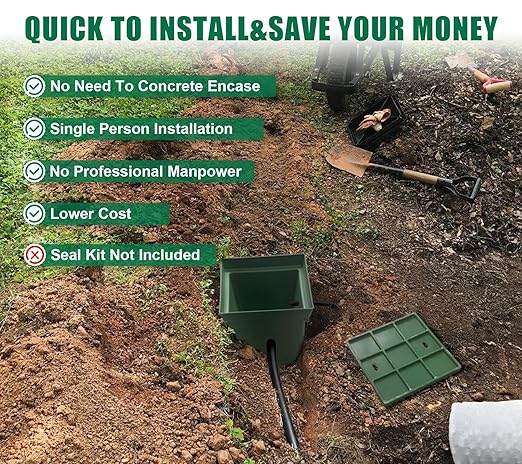 2 Sets 16x16x16in Underground Splice Box W/FRP Inspection Cover Deep Enclosure Box Bucket Polyethylene Distribution Pit Access Electrical Junction Box Drillable Tapered Wiring Box for Cable